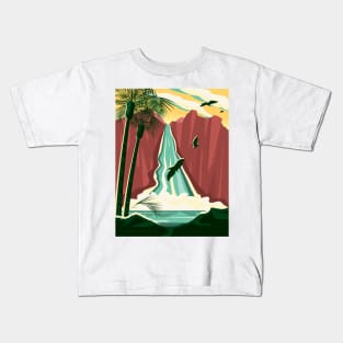 Stylized waterfall nature scene Kids T-Shirt